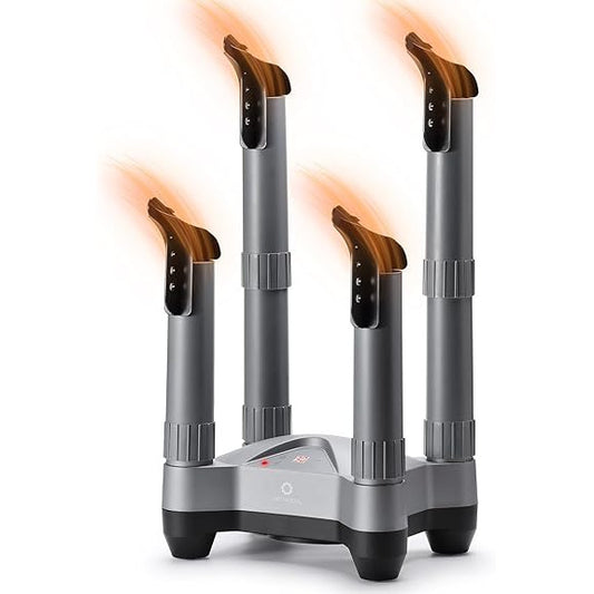 Uscator electric pentru incaltaminte AIRTHEREAL SD20, 110 W, dezinfectare cu ozon, temporizator reglabil 30 min - 9 ore, uscare cu aer cald 40-45°C, pentru 2 perechi simultan, tuburi telescopice extensibile, protectie la supraincalzire, gri