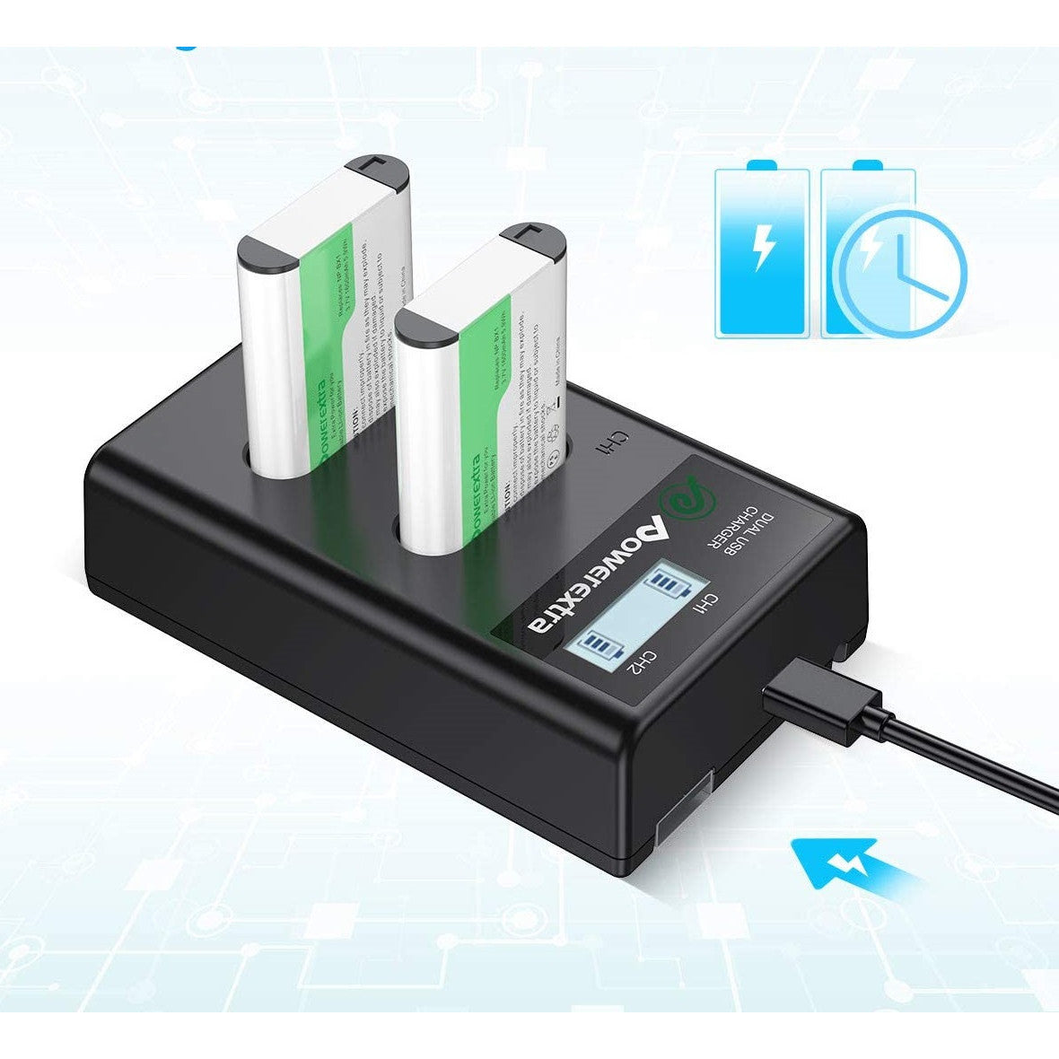 Set 2 acumulatori NP-BX1 1600mAh, cu incarcator dublu cu afisaj LCD, pentru Sony NP-BX1 NP-BX1 M8 Sony Cyber-Shot DSC-RX100 DSC-RX100 II DSC-RX100M