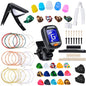 Set accesorii chitara cu 66 de piese, cu acordor, capodastru, pene, corzi pentru chitara, pini, 5 protectii degete din silicon