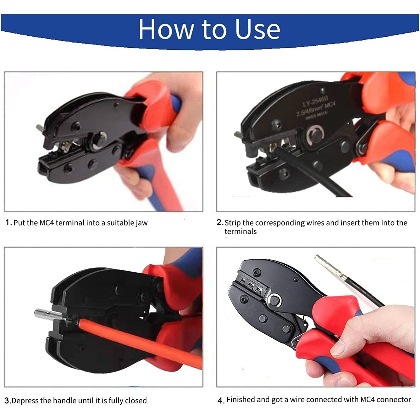 Kit de sertizare conectori cablu solar 4-6 mm², pentru panouri solare, cu 6 perechi conectori MC4 tata/mama, cleste de sertizare, chei pentru conector, cu husa de depozitare si transport