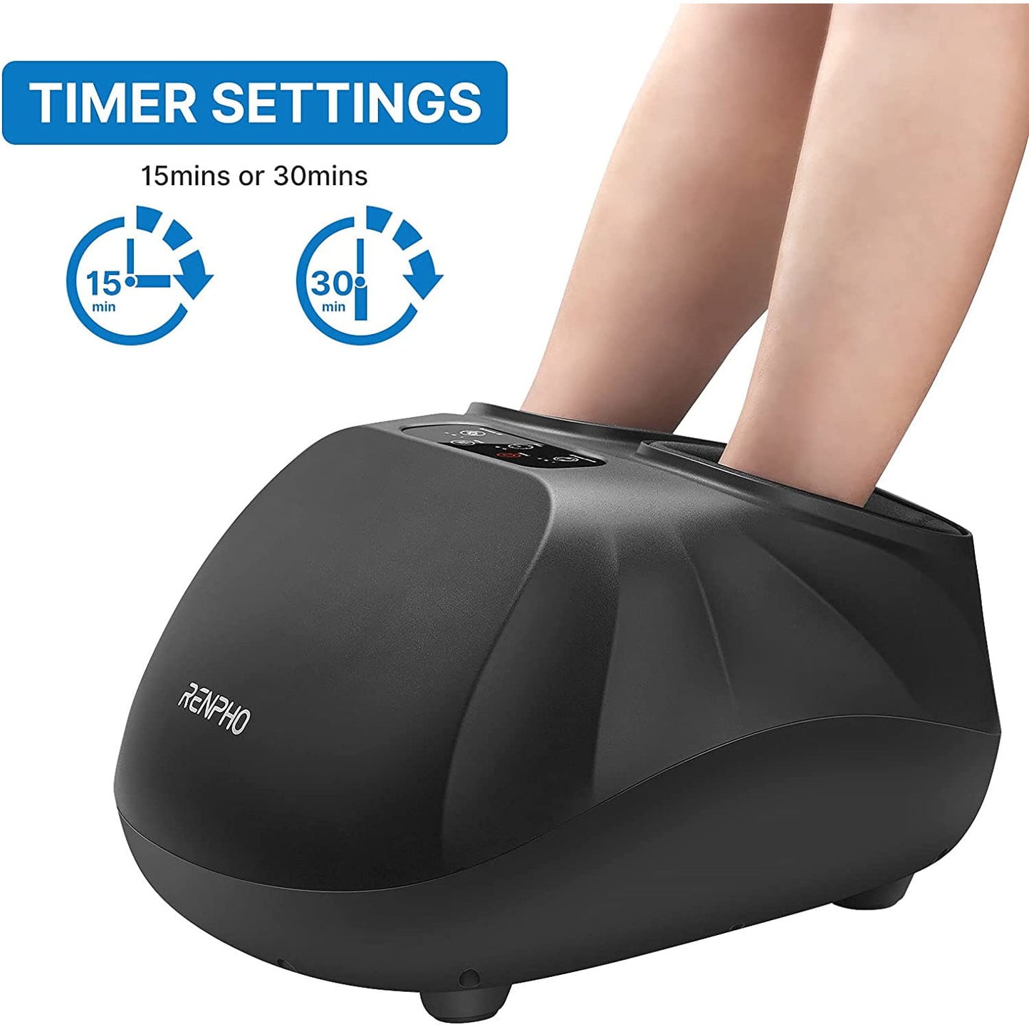 Aparat de masaj Shiatsu pentru picioare cu telecomanda, functie de caldura, role, compresie de aer, temporizator, panou de control cu touch