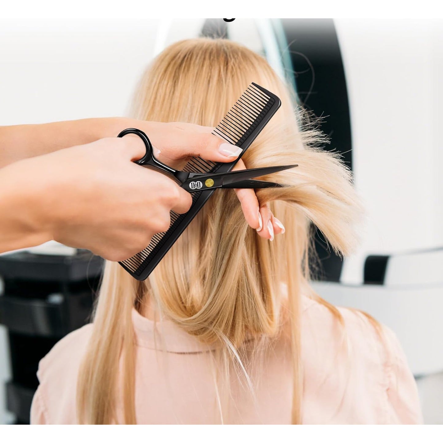 Set profesional foarfece – foarfece de tuns si foarfece de subtiere, pentru tunderea parului, modelarea barbii, ingrijirea parului la barbati, femei si animale de companie, culoare Negru