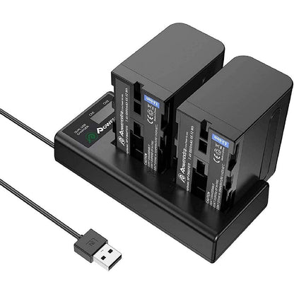 Set 2 acumulatori 8800mAh, Incarcator dublu cu LCD, compatibil cu Sony NP-F970 F960 F930 F950, Sony DCR-VX2100 DSR-PD150 DSR-PD170 HDR-AX2000 HDR-FX7 HDR-FX1000