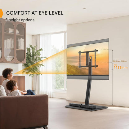 Suport TV, stand cu roti pentru televizor 30-70 inch, inaltime reglabila, 40 kg capacitate, unghi inclinare reglabil, VESA 400 x 400 mm, mobil, negru