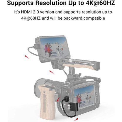 Adaptor HDMI tata la HDMI mama, 4K, cu 2 suruburi 1/4 inch, pentru BMPCC 4K, 6K, 6K Pro; Sony A7S III; Panasonic GH5, S1H, Smallrig 3019