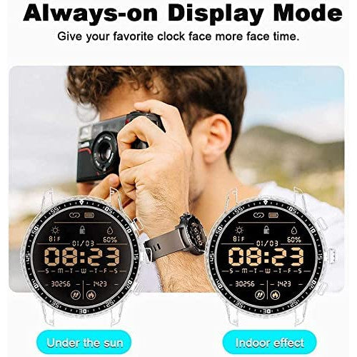 Ceas smartwatch inteligent Tinwoo, cu incarcare wireless, cadru metalic, ecran tactil de 1,3 inci, tracker fitness cu monitorizare de ritm cardiac si somn