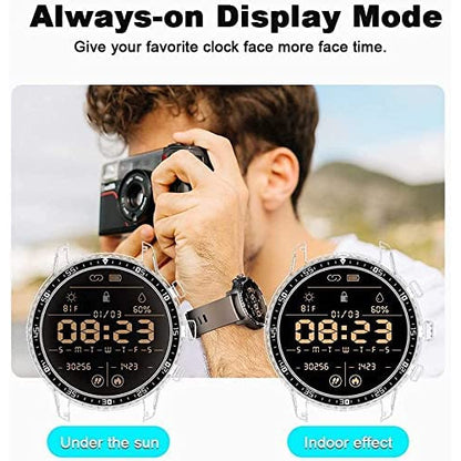 Ceas smartwatch inteligent Tinwoo, cu incarcare wireless, cadru metalic, ecran tactil de 1,3 inci, tracker fitness cu monitorizare de ritm cardiac si somn