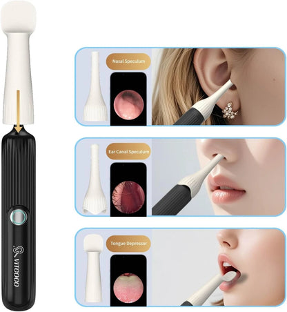 Otoscop pentru indepartare ceara urechi, camera 1080P HD, cu penseta, curatator de urechi flexibil IP67, 12 varfuri moi, 3 capete de inspectie, pentru adulti, copii si animale de companie