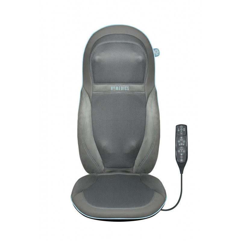 Husa de scaun cu masaj Shiatsu, pentru spate si umeri cu gel, SGM-1600H-EU, HoMedics, 6 programe presetate, functie caldura, telecomanda, Gri