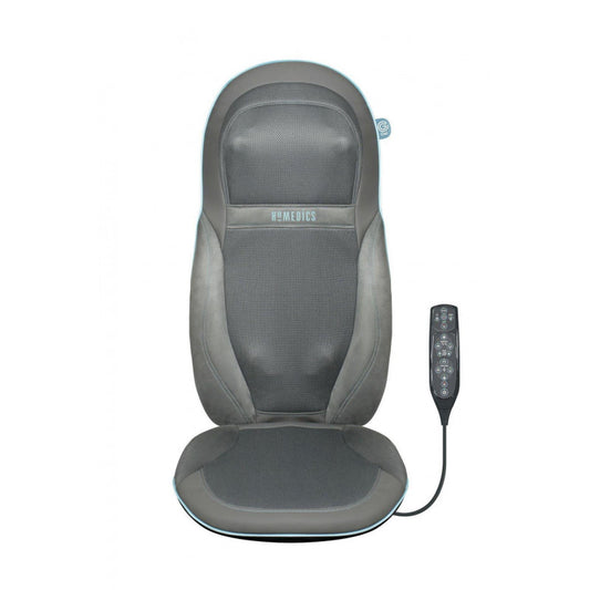 Husa de scaun cu masaj Shiatsu, pentru spate si umeri cu gel, SGM-1600H-EU, HoMedics, 6 programe presetate, functie caldura, telecomanda, Gri